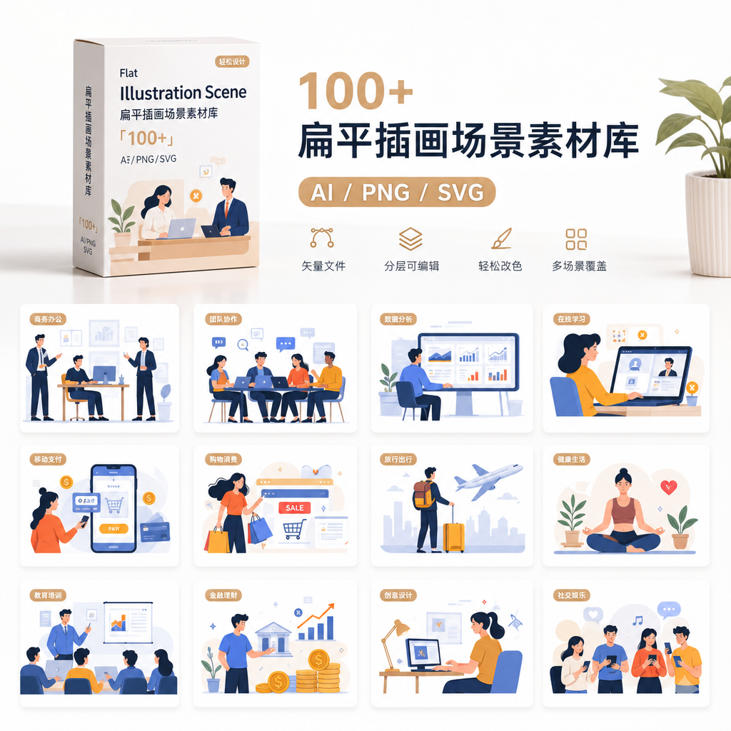 扁平化插画素材库