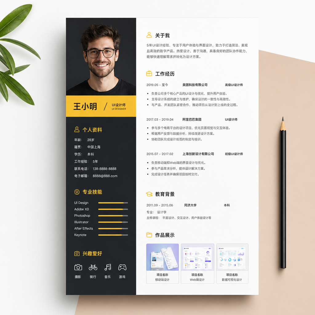 设计师作品集简历模板